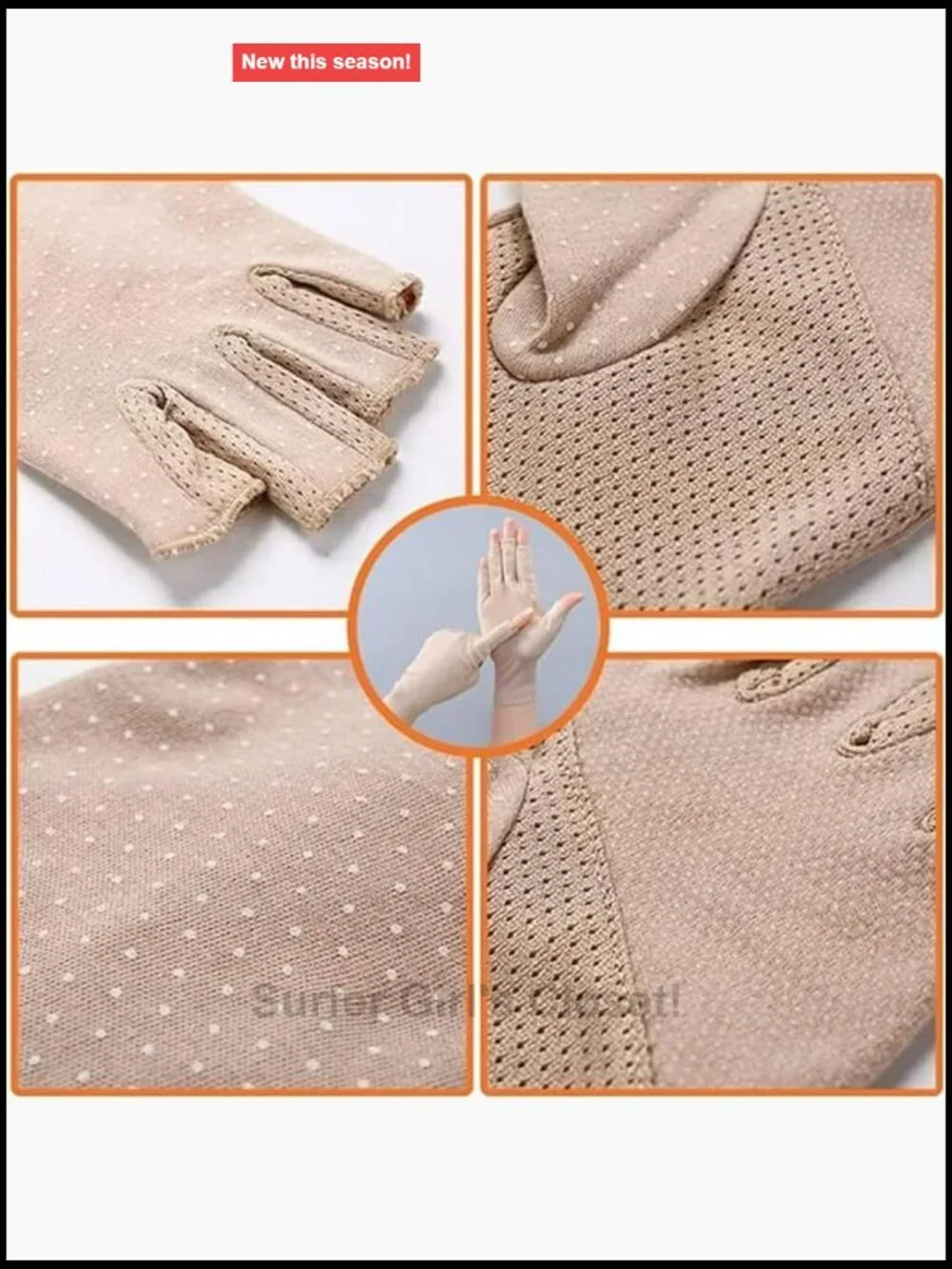 Women Fingerless Sunblock Gloves UV Protection Non-Slip Driving